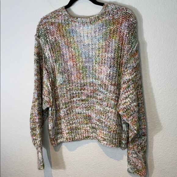 Free People Highland V Neck Sweater Ivory Combo - Picture 4 of 12